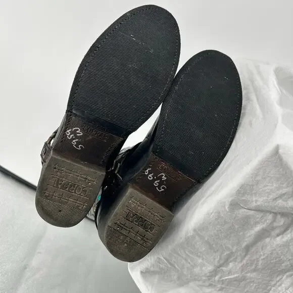 Women's Black Corral Eagle Overlay w/ Embroidery & Harness Biker Boots 10M A3616 - Picture 9 of 9